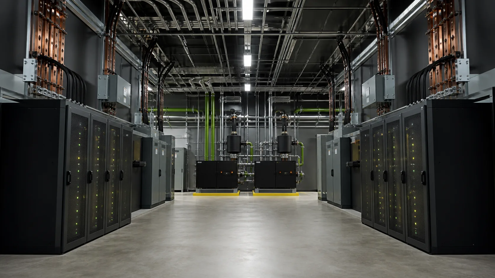 Mirrored power and cooling systems providing redundant support for a modern data center